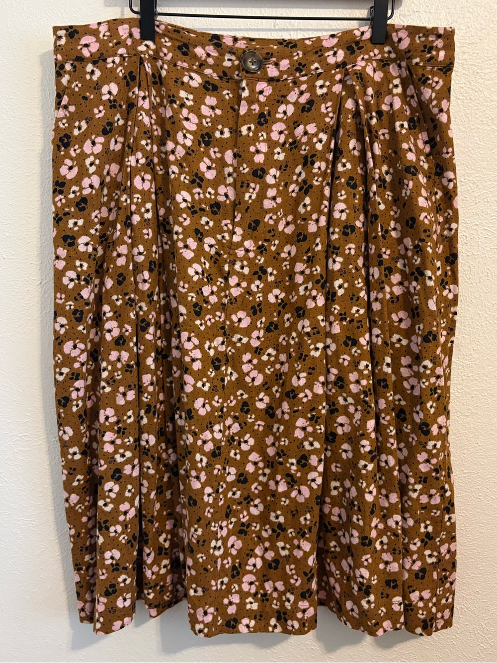 Who What Wear Linen-Blend Floral Skirt w/ Pockets, Size 16